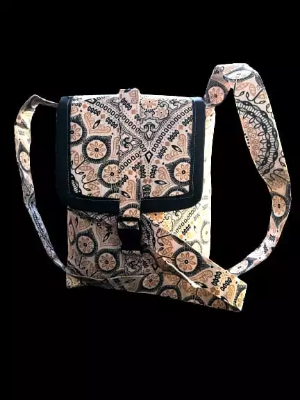 Seshweshwe print crossbody bag For sale online by Aksêptuhns in South Africa