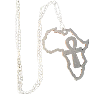 Ankh inside the continent of Africa. Necklace. Wooden. For sale online by Aksêptuhns in South Africa