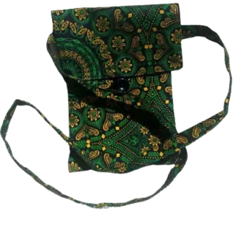 African Print Seshweshwe Cellphone Pouch (Green 19 x 13.5cm)