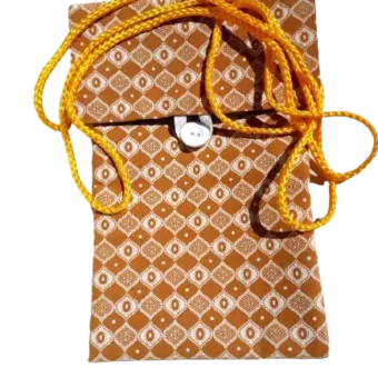 African Print Seshweshwe Cellphone Pouch (Yellow 19 x 13.5cm)