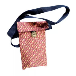 African Print Seshweshwe Cellphone Pouch (Maroon 19 x 13.5cm)