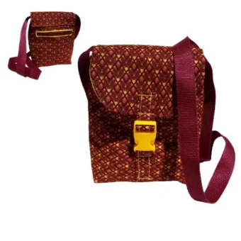 African Print Seshweshwe Crossbody Bag (Maroon)