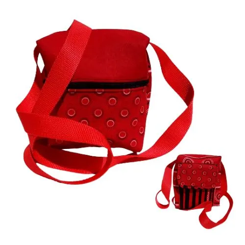 African Print Seshweshwe Crossbody Bag (Red/Black 15 x 13.5 cm)