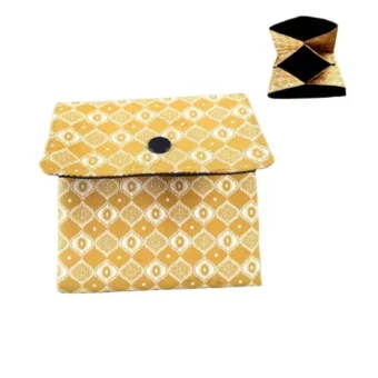 African Print Seshweshwe Mini Pouch (Yellow 9.5 x 9.5 cm)