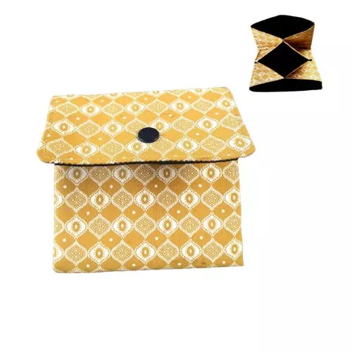 African Print Seshweshwe Mini Pouch. Beige Wallet. Handmade. Hand Crafted.