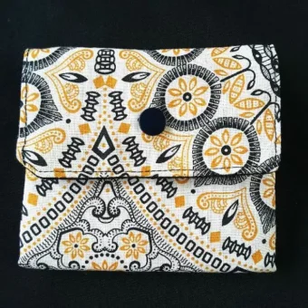 African Print Seshweshwe Mini Pouch (Beige 9.5 x 9.5 cm)
