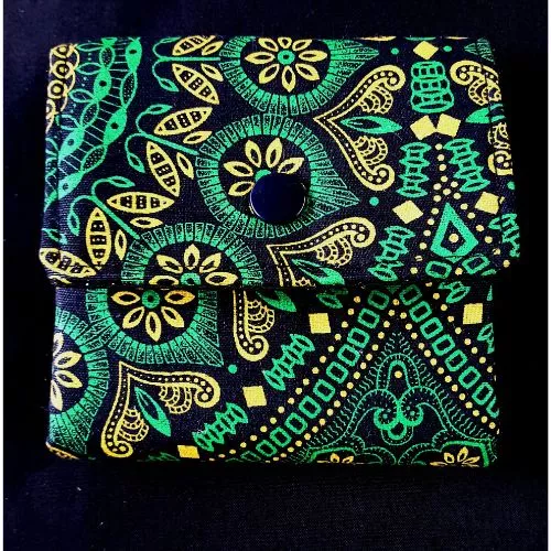 African Print Seshweshwe Mini Pouch. Beige Wallet. Handmade. Hand Crafted.