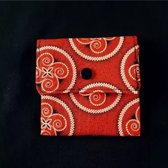 African Print Seshweshwe Mini Pouch (Red & Beige 9.5 x 9.5 cm)