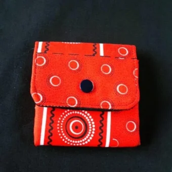 African Print Seshweshwe Mini Pouch (Red & Black 9.5 x 9.5 cm)