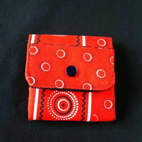 African Print Seshweshwe Mini Pouch. Beige Wallet. Handmade. Hand Crafted.