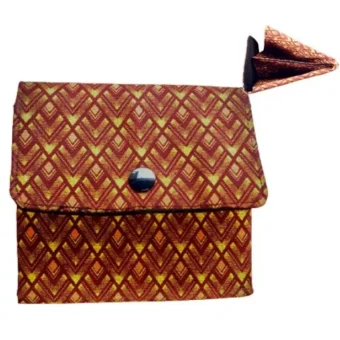 African Print Seshweshwe Pouch (Maroon)