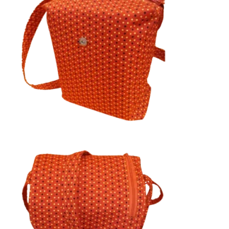 African Print Seshweshwe Crossbody Bag (Orange) For sale online by Aksêptuhns in South Africa
